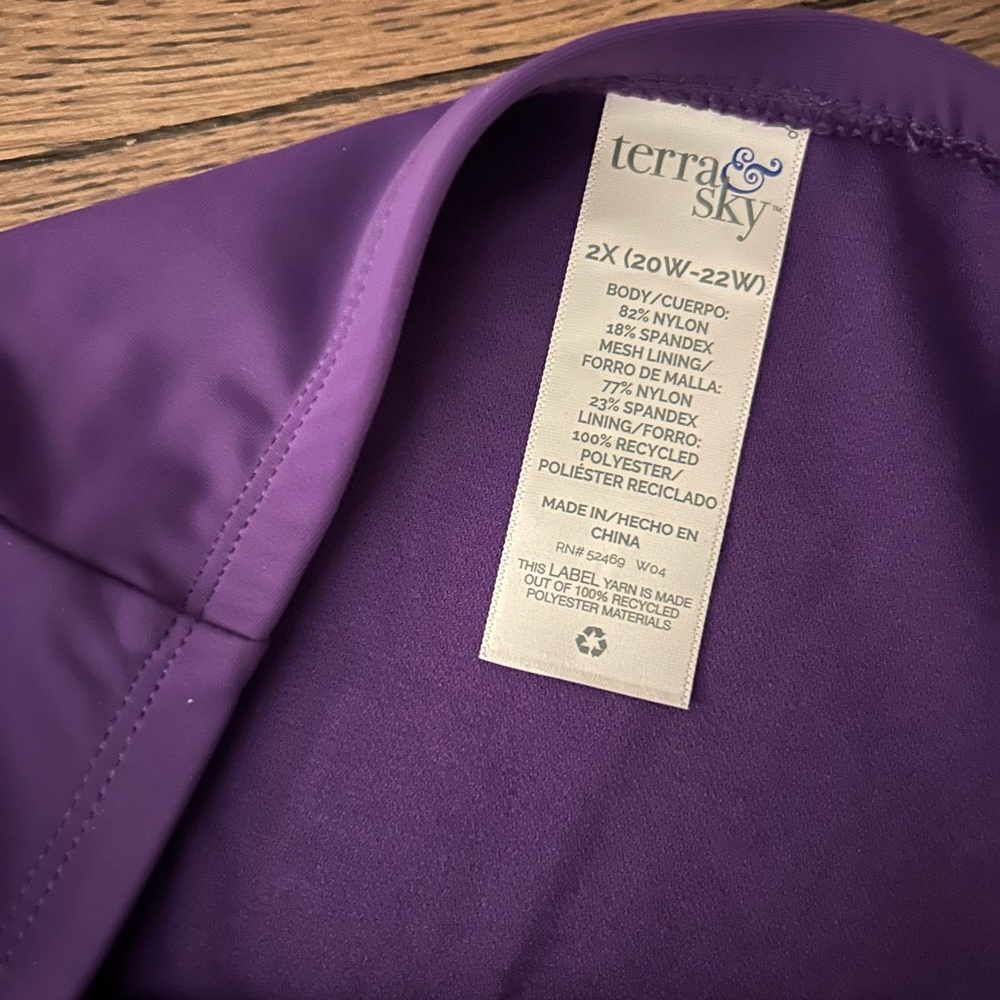 NWT! PURPLE TERRA & SKY 2X Plus Size High Rise Tummy Control Solid Bikini Bottom - Picture 8 of 10